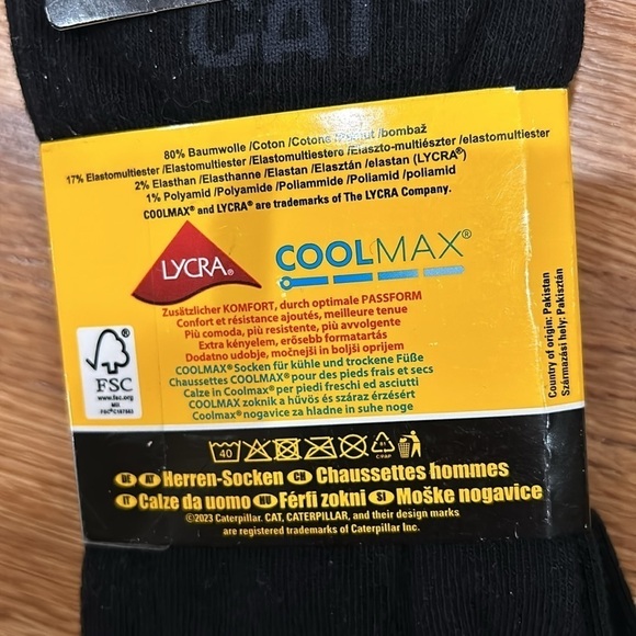 CAT Herren-Socken Cool max black cotton socks 43/46 3 pairs new w tag - Picture 4 of 4